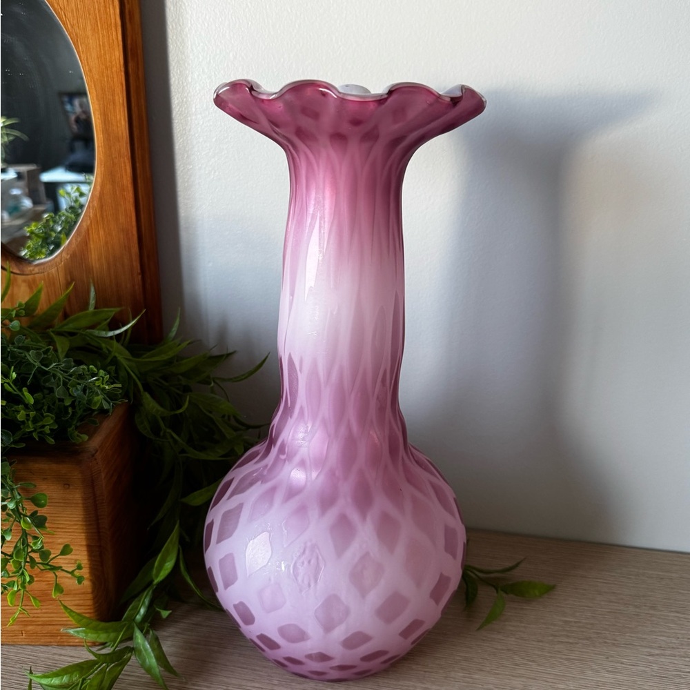 Elegant Pink Cased Satin Glass Vase